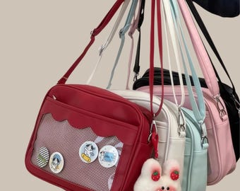Bolso Ita versátil, bandolera para mujer, bolso expositor de alfileres, bolso Ita de anime Kawaii para uso diario.