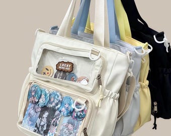 Bolso Ita estilo colegiala / Bolso transparente Kawaii para exhibir pines / Bolso para insignias de anime / Bolso de hombro estilo JK / Bolso Ita estilo muñeca