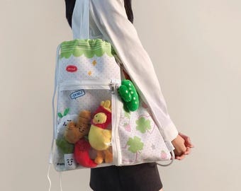 Personaliza tu mochila Ita con cordón, bolso de lona estilo anime, mochila con cordón de gran capacidad con logotipo personalizado.