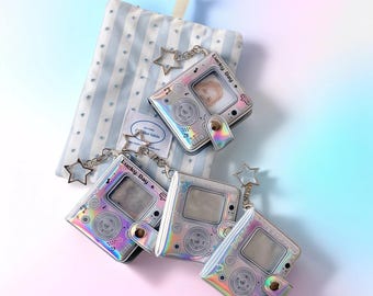 Llavero mini álbum de fotos / Soporte para tarjetas fotográficas de 5 cm / Corazón kawaii / Llavero / Regalo para parejas y mejores amigos / Charm de libro de fotos DIY