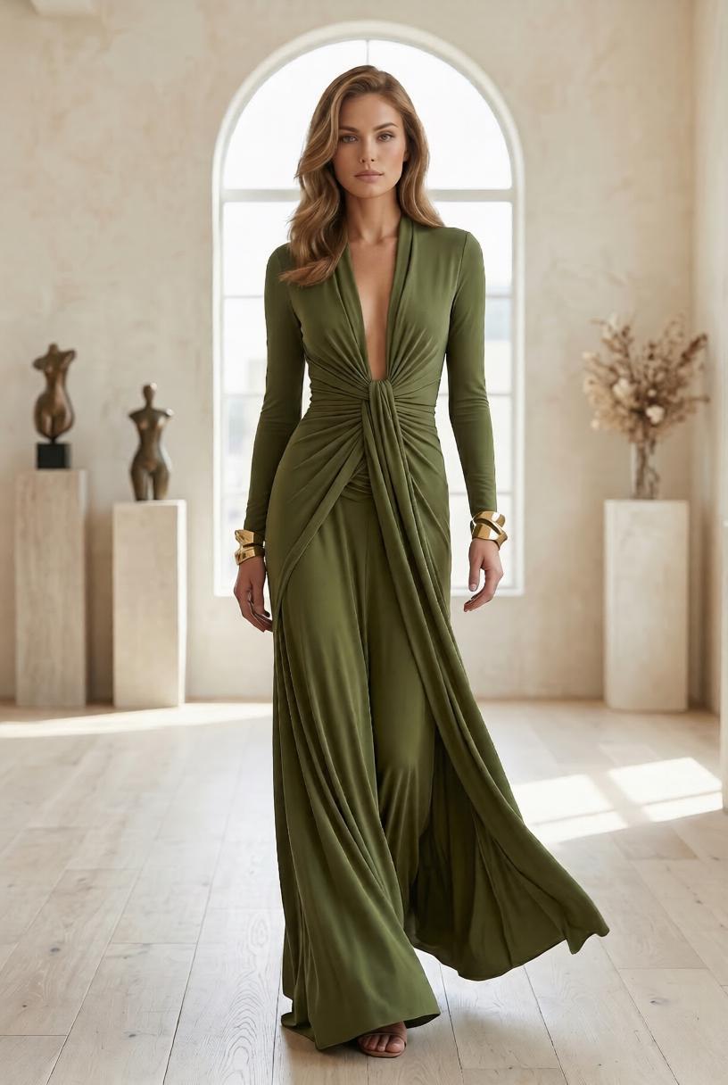 green military style dress Army Formal casual army green dress