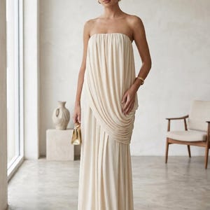 strapless white dress flowy Ether Bride Flowy Tulle White Dress S-M