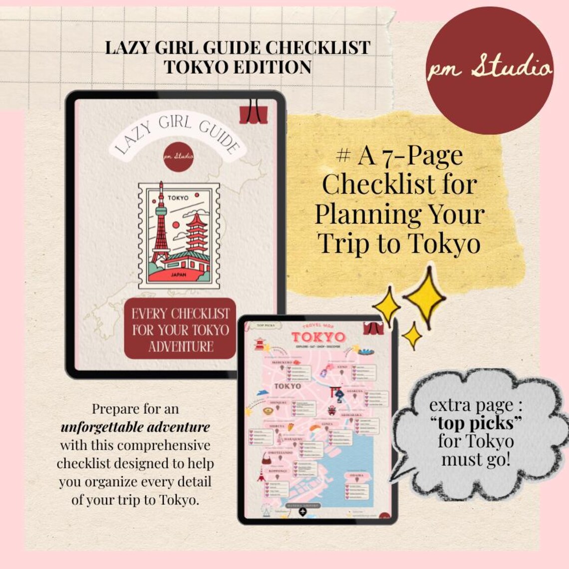 Tokyo Travel Planner Printable - Lazy Girl Guide, Checklist Map, Budget &amp; Itinerary Template - Etsy