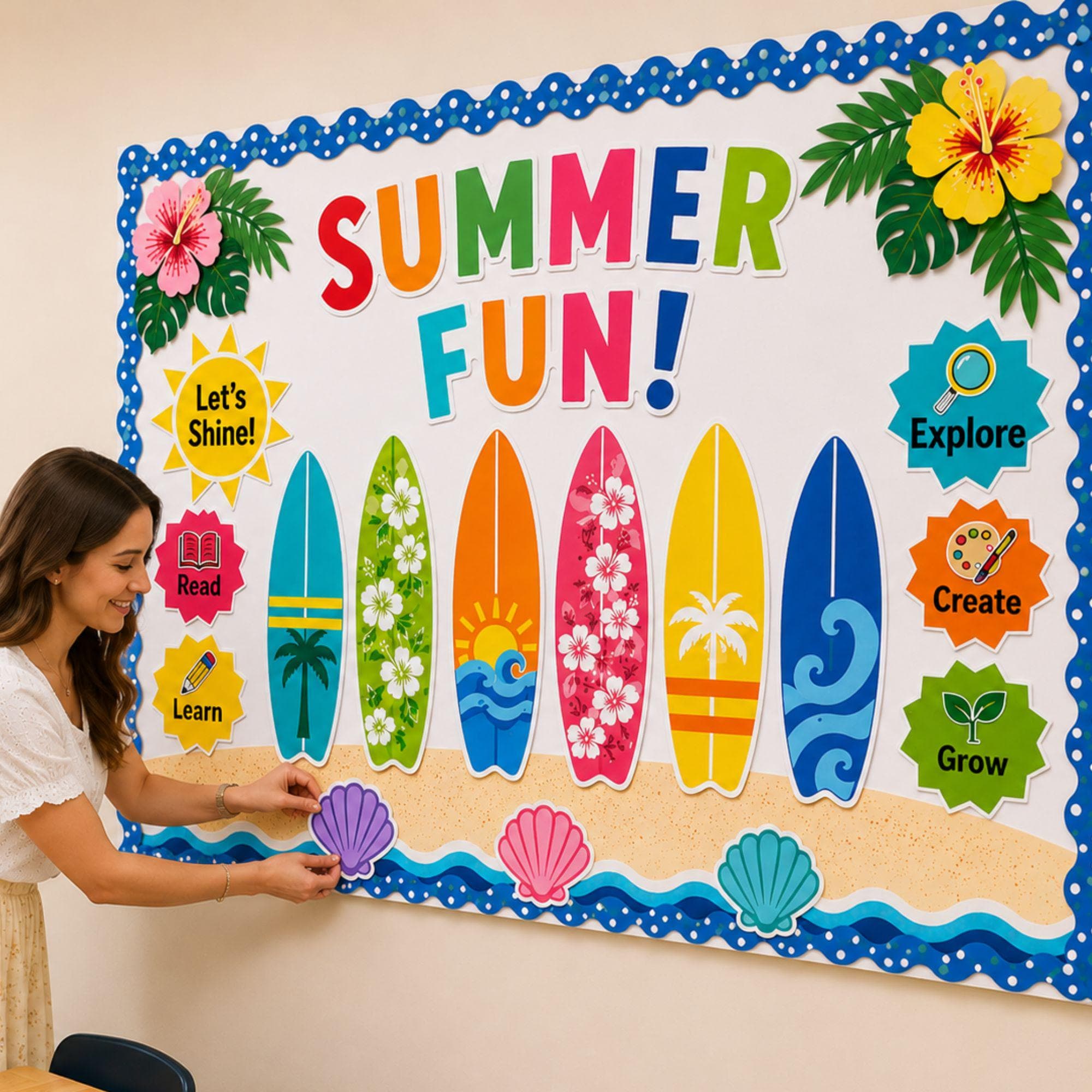 Summer Fun Bulletin Board | Classroom Summer Door Decor & Surfboard ...