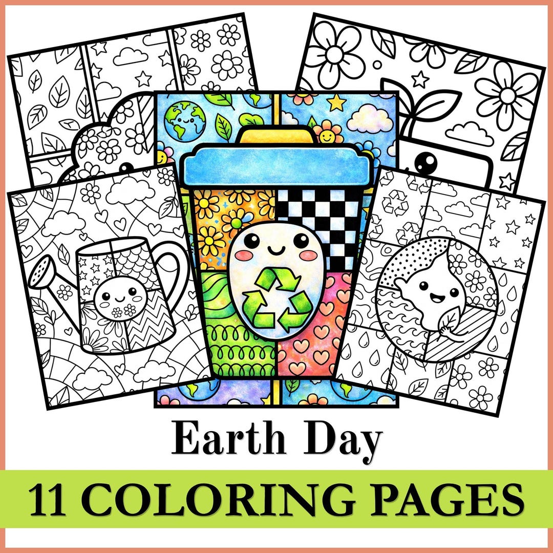 Earth Day Coloring Pages for Kids | Cute Kawaii Earth Day Printable ...