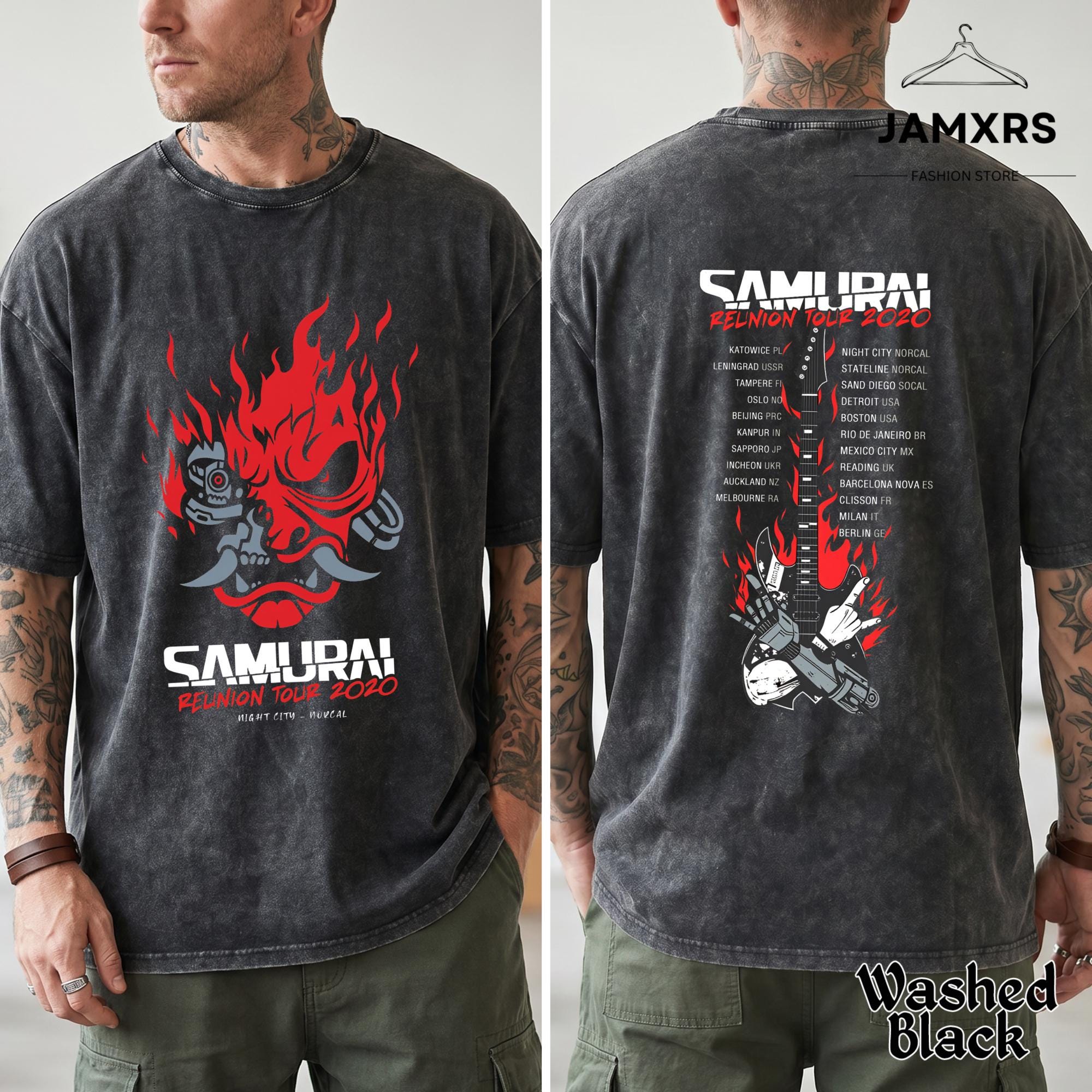 Vintage Samurai Reunion Tour 2020 Double Sided Tee, Cyberpunk 2077