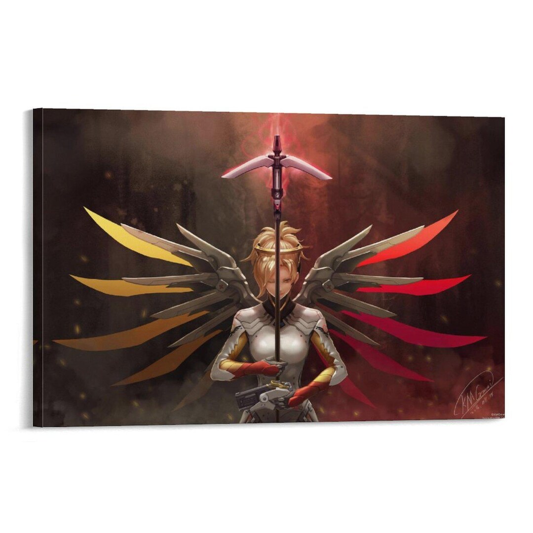 Overwatch Mercy Fanart Canvas Print: Winged Angel Wall Art Poster - Etsy