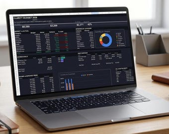 Budget Spreadsheet 2026-2027 | Dark Mode Financial Tracker (Digital Download)