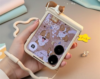 Cute Sleeping Kitten Z Flip Case | Kawaii 3D Cat Phone Cover for Samsung Galaxy Z Flip 7 6 5 4 3 & Motorola Razr