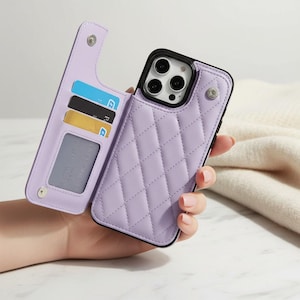 Leather Wallet iPhone Case with Card Slots | Flip Cover Double Button Phone Case for iPhone 16e 15 14 13 12 11 SE XR 8 7 Plus