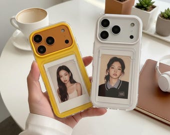 2-in-1 iPhone Case with Card Holder | Candy Color Photo Slot Wallet, Shockproof Cover