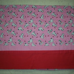 Pillow case - Child&#39;s - Bright knit with Zebras Pink, Red and Gray