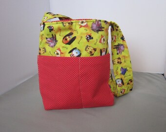 Tote - purse - carry all yellow with puppy faces Childs