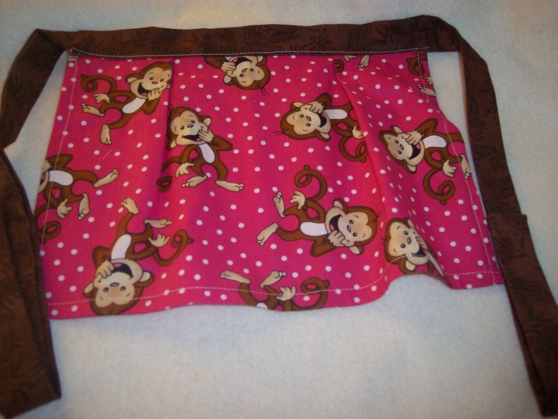 Apron childs half apron little MonkeysPink