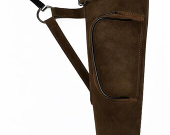 Tempered suede leather side quiver