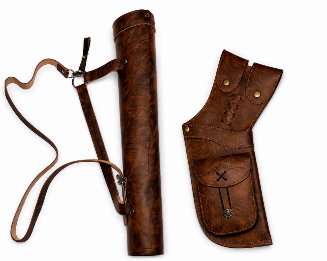 Handmade Leather Back & Side Quiver Set – 21 Inch Traditional Archery ...