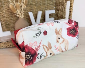 Flowery rabbit pencil case