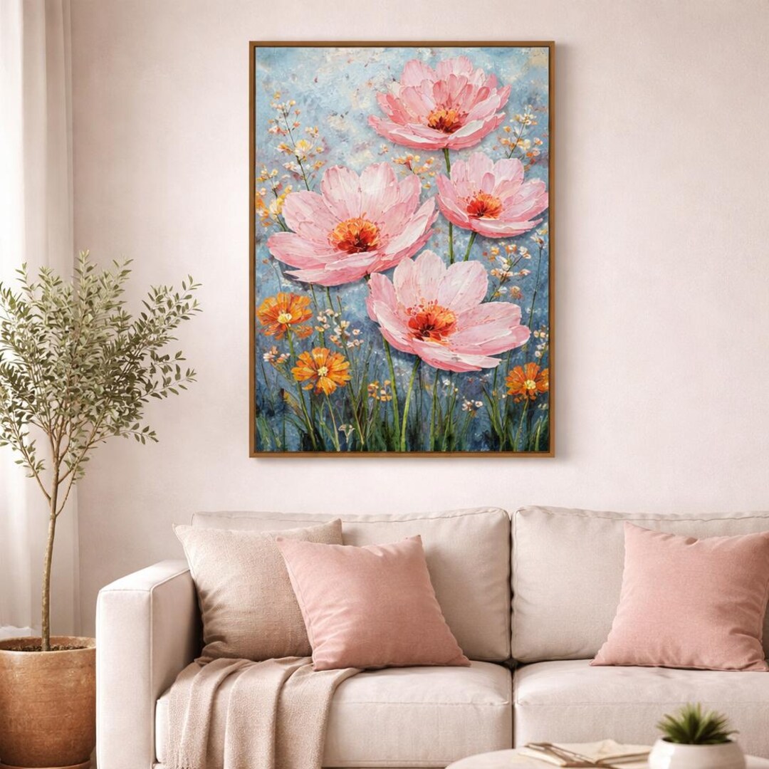 Pink Peony Wall Art Instant Digital Download, Oil Painting Style Floral ...