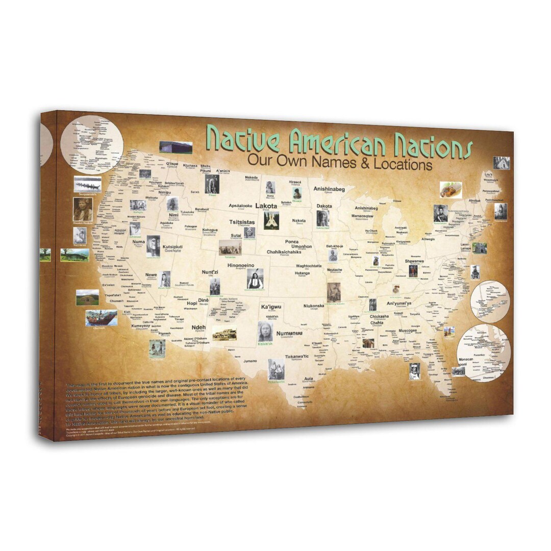 Aaron Carapella and the Tribal Nations Map Painting on Canvas Wall Art ...