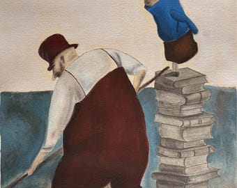 THE WEIGHT OF EXPECTATION (pencil and watercolor)