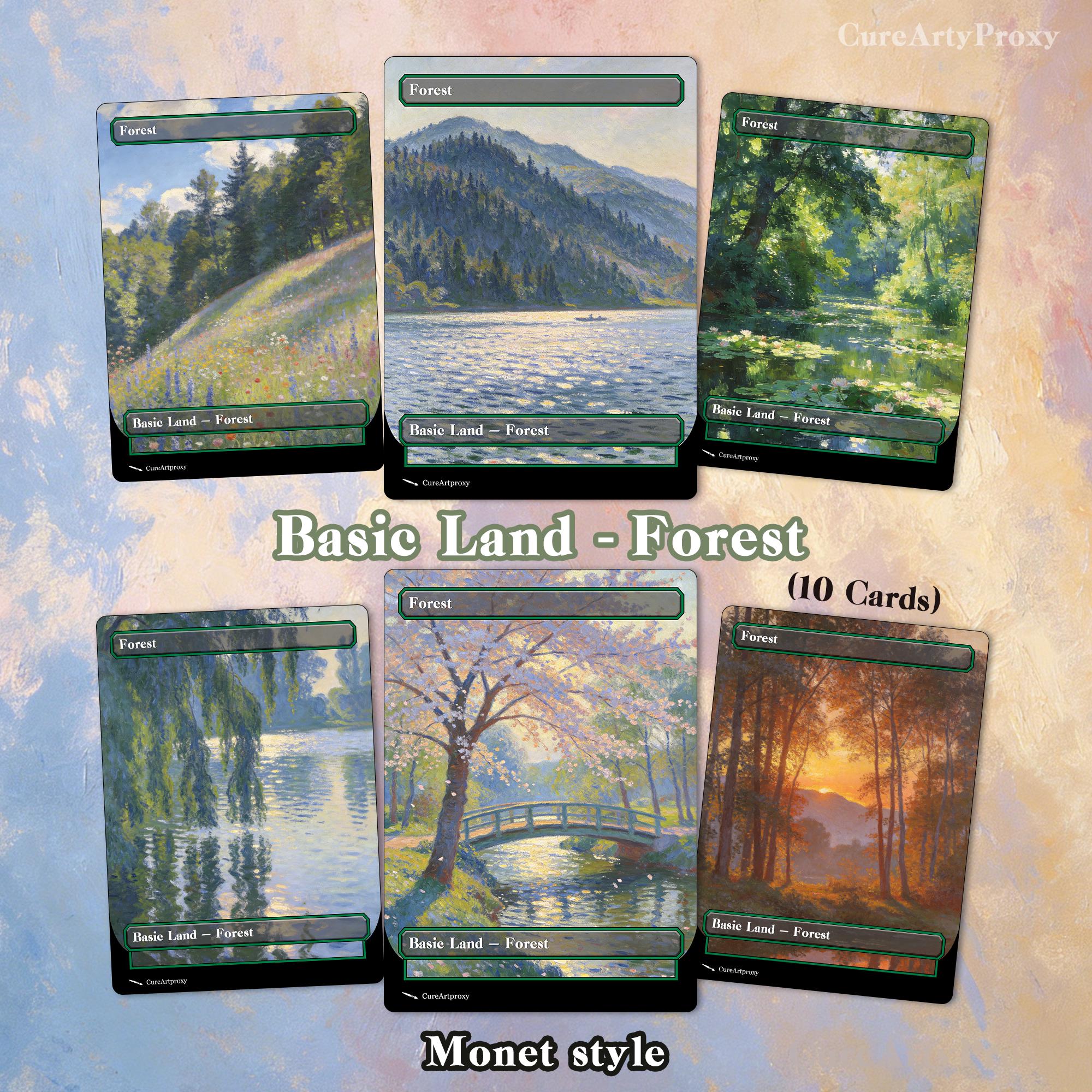 10 Monet Style Basic Lands - Forest Proxy Cards: Full Art Proxy Cards ...
