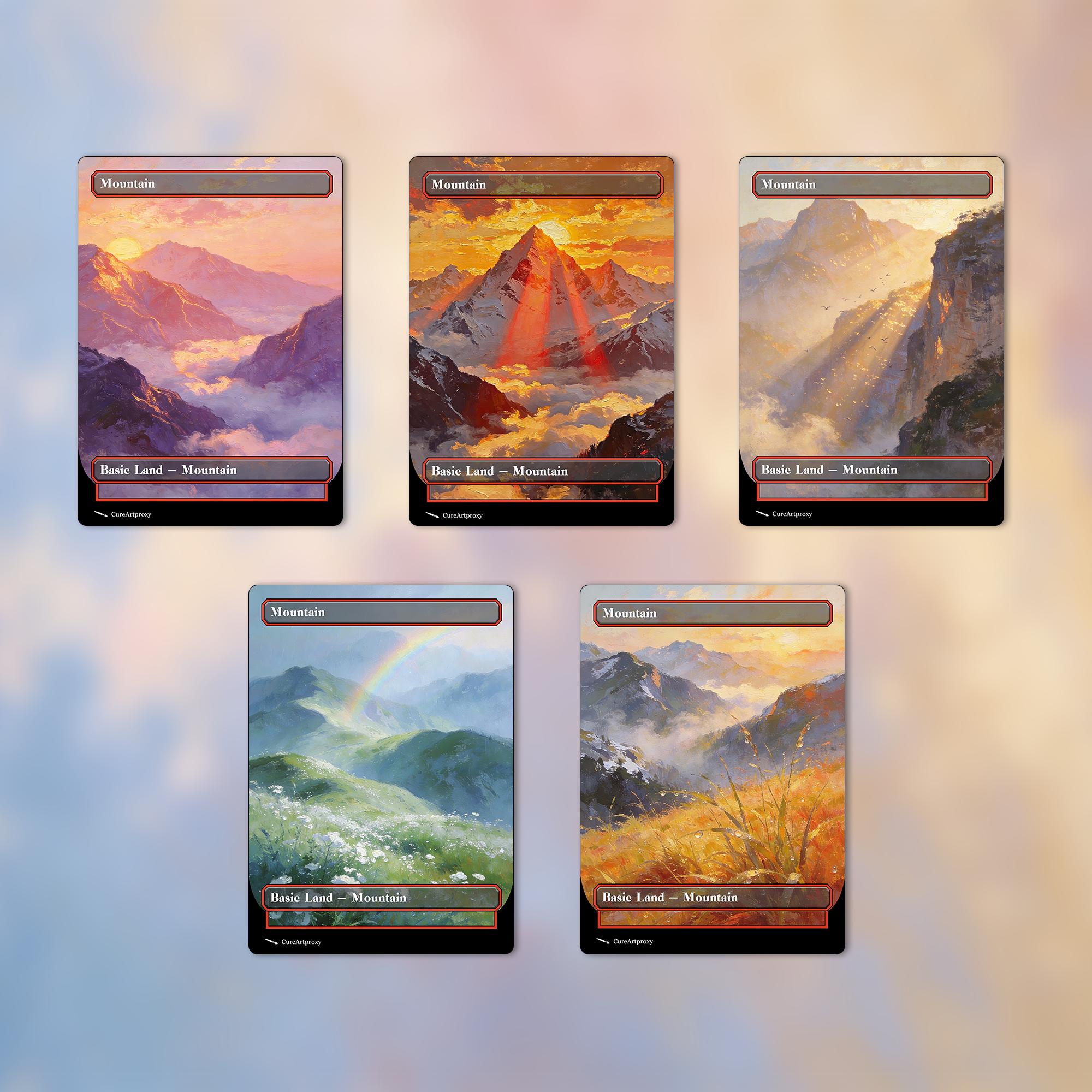10 Monet Style Basic Lands - Mountain Proxy Cards: Full Art Proxy Cards ...