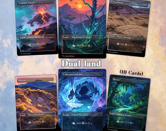 10 painting that glows Dual Lands Proxy Cards for your DEH and Commander Decks, Multiplayer Land Proxies, Magic game cards