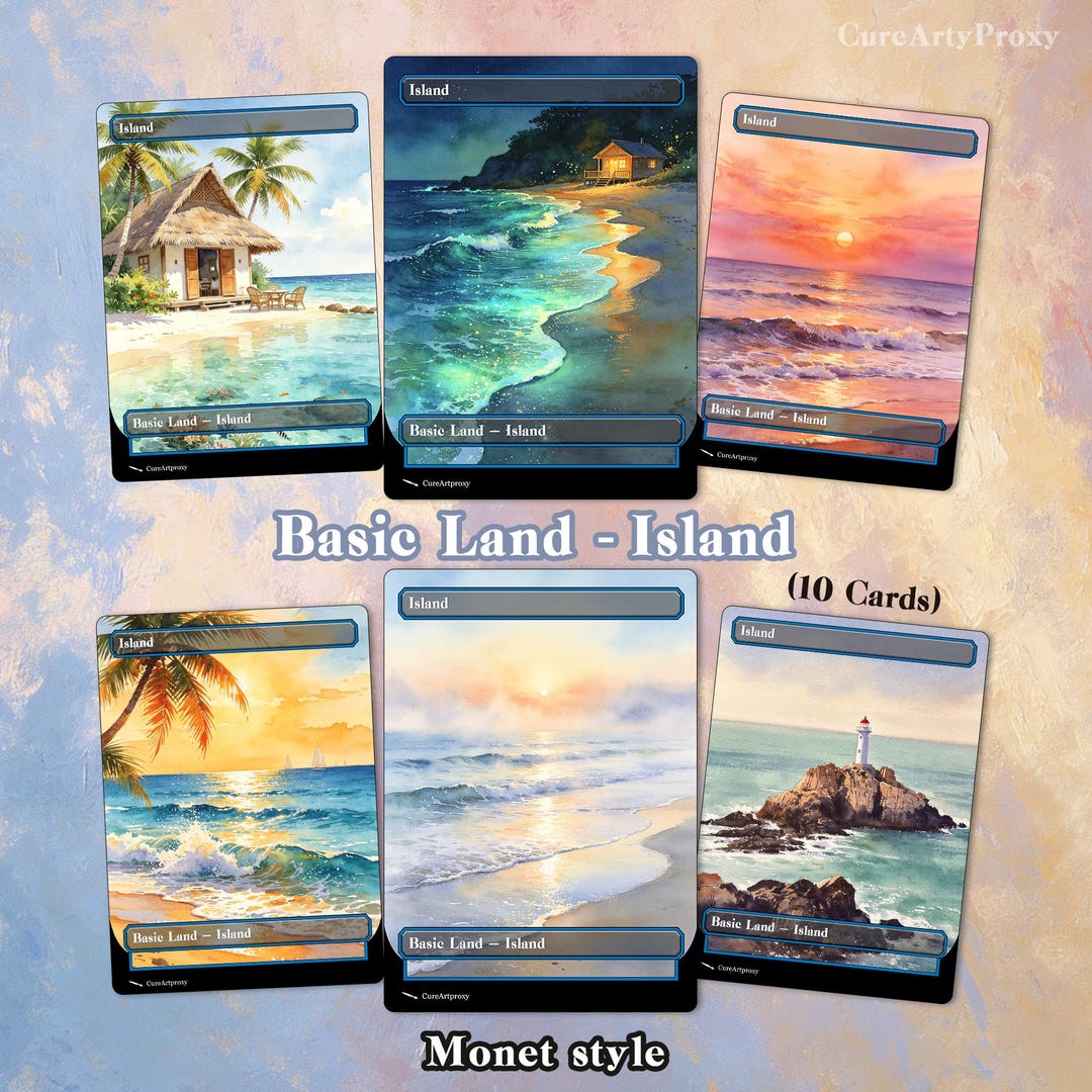10 Watercolor Style Basic Land — Island Proxy Cards for Your DEH and ...
