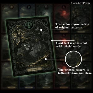 Basic Lands Proxy Set, Dark Gothic vintage style lands proxy cards for your DEH and Commander Decks image 2
