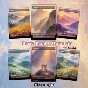 10 tierras básicas estilo Monet - Cartas proxy de montaña: cartas proxy con arte completo
