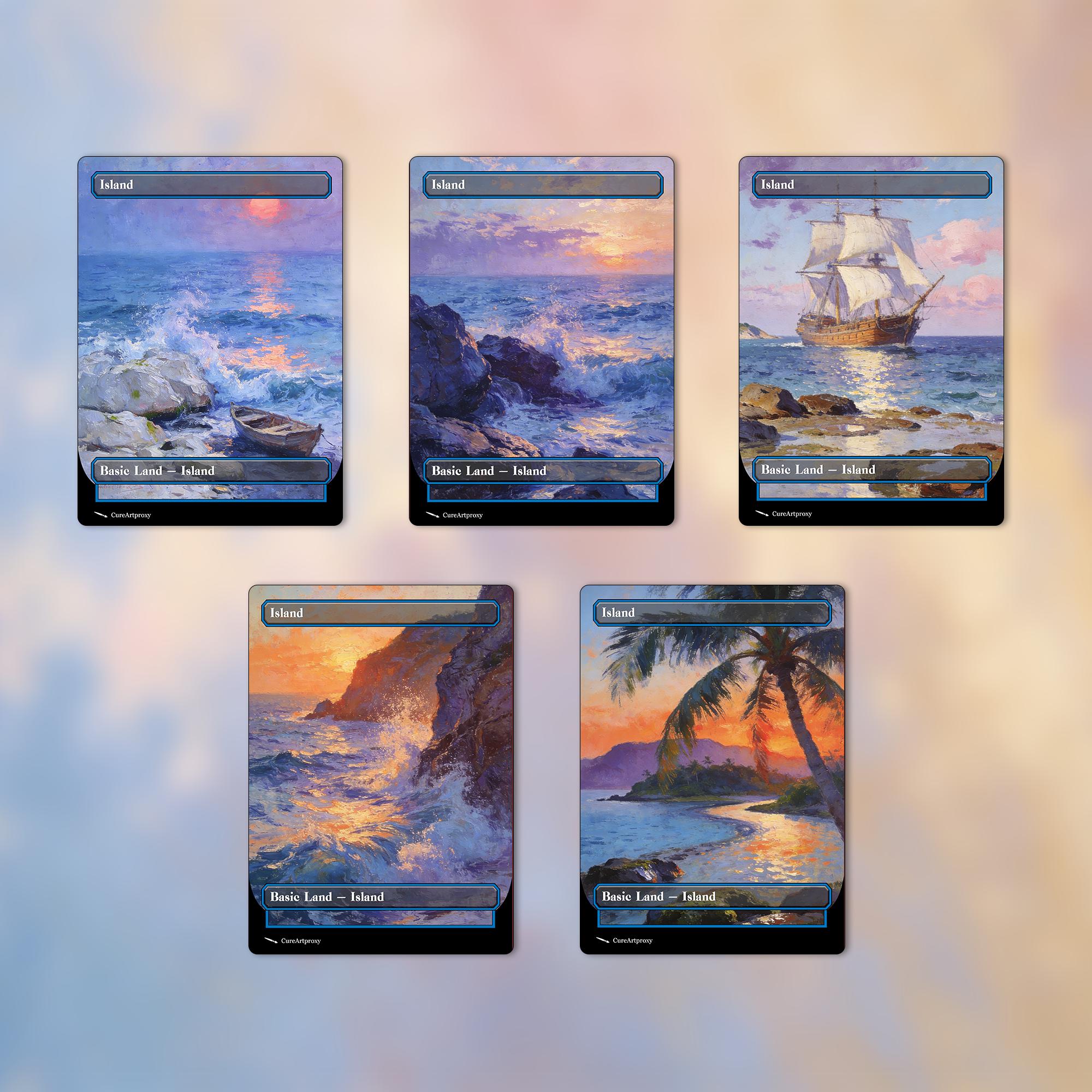 10 Monet Style Basic Lands - Island Proxy Cards: Full Art Proxy Cards ...