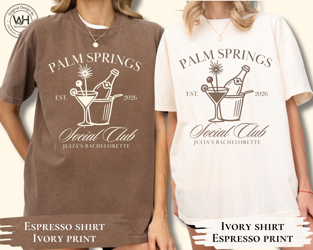 Spring Shrts Palm Springs Social Club Bachelorette Party Shirts, Luxury Bride Trip ...