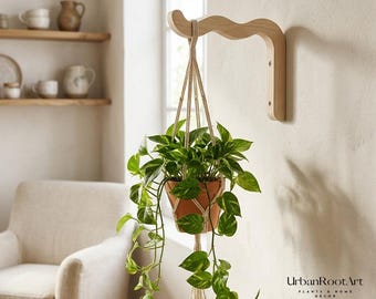Wooden Plant Bracket | Boho Wall Hook for Hanging Planters | Indoor Plant Hanger Holder | Natural Wood Hook | Macrame Hanger Display