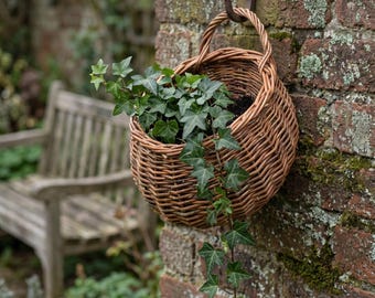 Boho Wicker Hanging Basket | Wall Planter for Indoor Plants | Rattan Plant Holder | Handwoven Natural Decor | Housewarming Gift