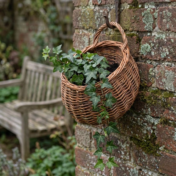 Boho Wicker Hanging Basket | Wall Planter for Indoor Plants | Rattan Plant Holder | Handwoven Natural Decor | Housewarming Gift