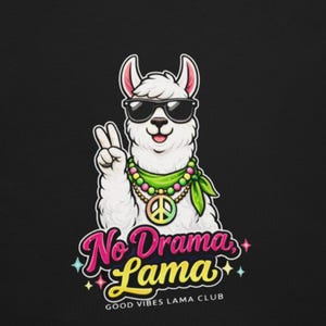 Unisex-T-Shirt - No Drama Lama T-Shirt Pink Edition – Funny Llama Shirt – Bold Color Graphic Tee – Good Vibes Lama Club – Unisex Shirt