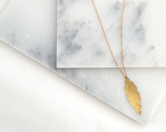 Brass Feather Layering Necklace