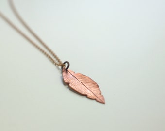 Hand Crafted Copper Feather Layering Necklace