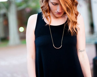 Minimalist Copper Curve Tube Necklace