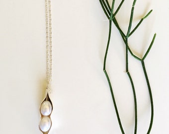 Sterling Silver Pea Pod Necklace 1-5 Pearls