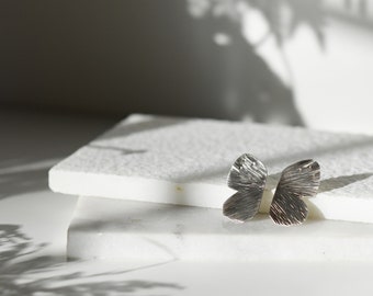 Silver Butterfly Wing Studs