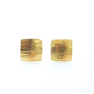 Brass Bark Square Earrings