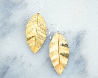 Brass Lemon Leaf Earrings