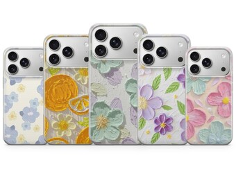 Painted Flowers Phone Case Colourful Summer Cover for iPhone 17 Pro Max, 16e, 15, 14, 13 & Samsung S26 Ultra, S25 FE, A57, A56, Pixel 10, 9A