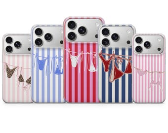 Summer Bikini Design Phone Case Stripped Cover voor iPhone 17 Pro Max, 16e, 15, 14, 13 en Samsung S26 Ultra, S25 FE, A57, A56, Pixel 10, 9A