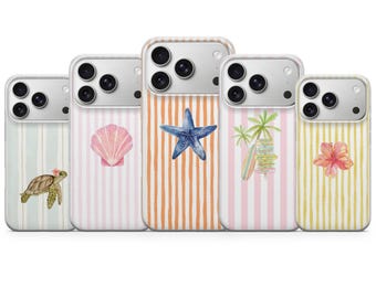 Ontwerp telefoonhoesje met zomerthema, gestripte hoes voor iPhone 17 Pro Max, 16e, 15, 14, 13 en Samsung S26 Ultra, S25 FE, A57, A56, Pixel 10, 9A