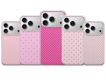 Pink Polka Dot Phone Case Cute Summer Dot Cover for iPhone 17 Pro Max, 16e, 15, 14, 13 & Samsung S26 Ultra, S25 FE, A57, A56, Pixel 10, 9A