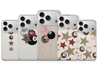 8-Ball Flower Phone Case Retro Billiard Cover for iPhone 17 Pro Max, 16e, 15, 14, 13 & Samsung S26 Ultra, S25 FE, A57, A56, Pixel 10, 9A
