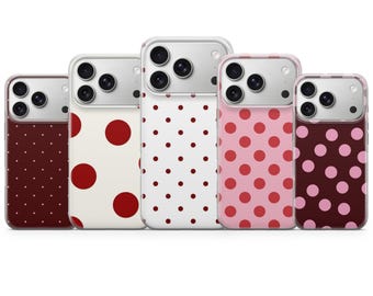 Rode stippen telefoonhoesje retro stippen hoes voor iPhone 17 Pro Max, 16e, 15, 14, 13 en Samsung S26 Ultra, S25 FE, A57, A56, Pixel 10, 9A