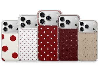 Polka Dot Phone Case Cute Retro Dot Cover for iPhone 17 Pro Max, 16e, 15, 14, 13 & Samsung S26 Ultra, S25 FE, A57, A56, Pixel 10, 9A